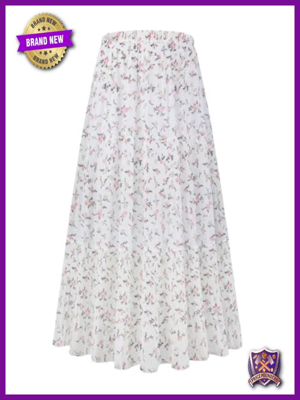 Flared Chiffon Pleated A-Line Elastic High Waist Maxi Skirt